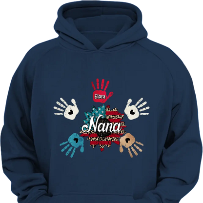 Personalized Custom T-shirt - 4th Of July Gift For Grandma - Nana Hand Print