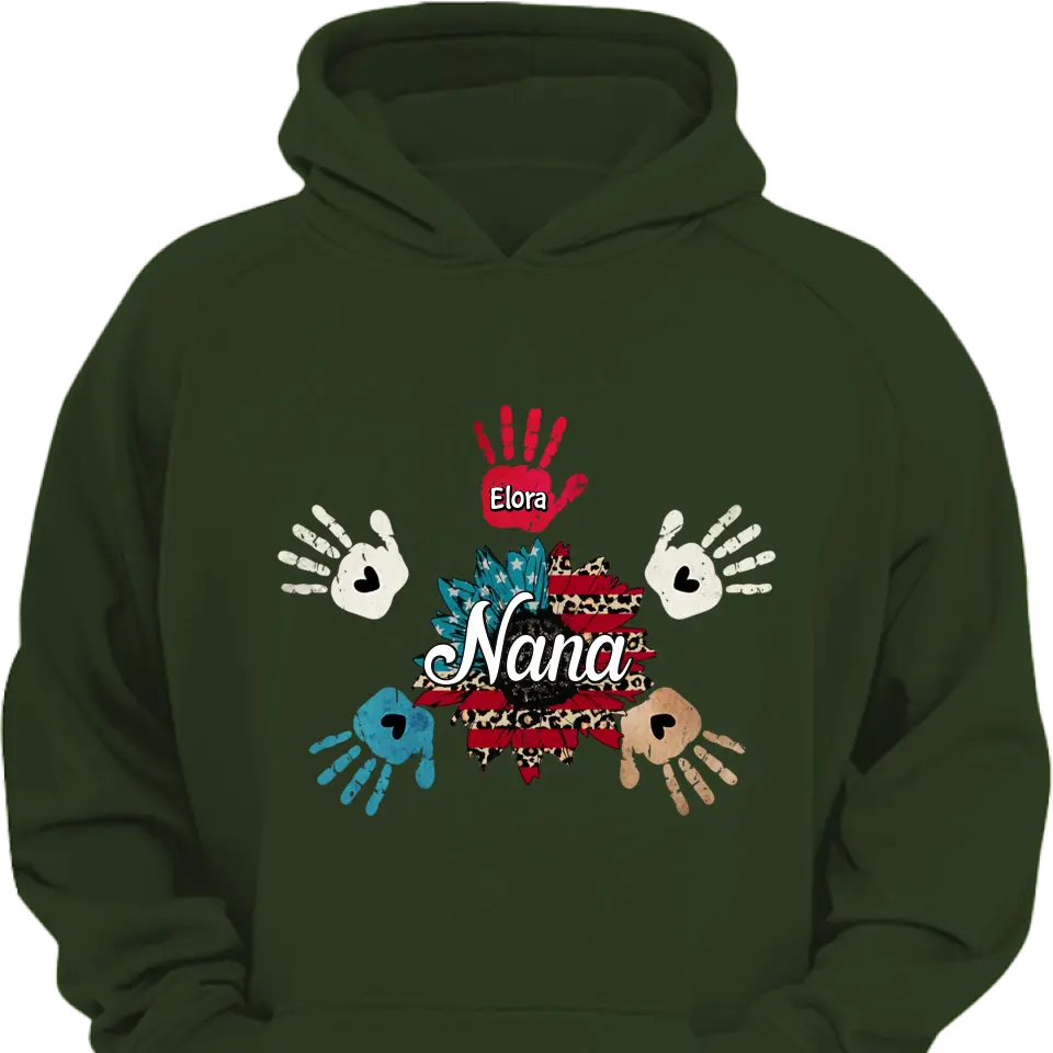 Personalized Custom T-shirt - 4th Of July Gift For Grandma - Nana Hand Print
