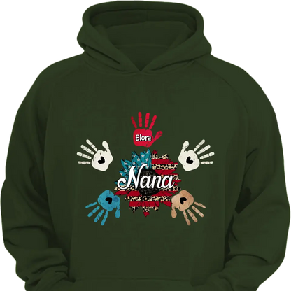 Personalized Custom T-shirt - 4th Of July Gift For Grandma - Nana Hand Print