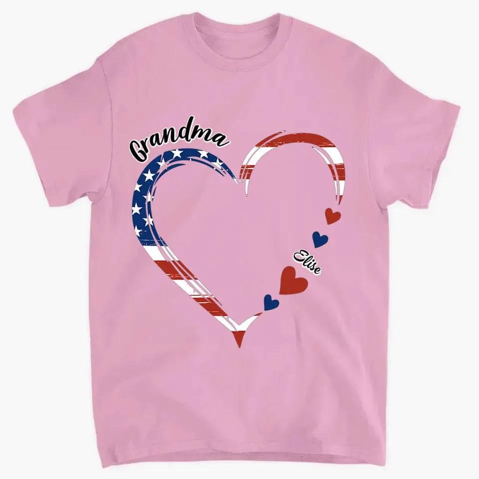 Personalized Custom T-shirt - 4th Of July Gift For Grandma - A Garden Of Love Grows Here Grandma Heart