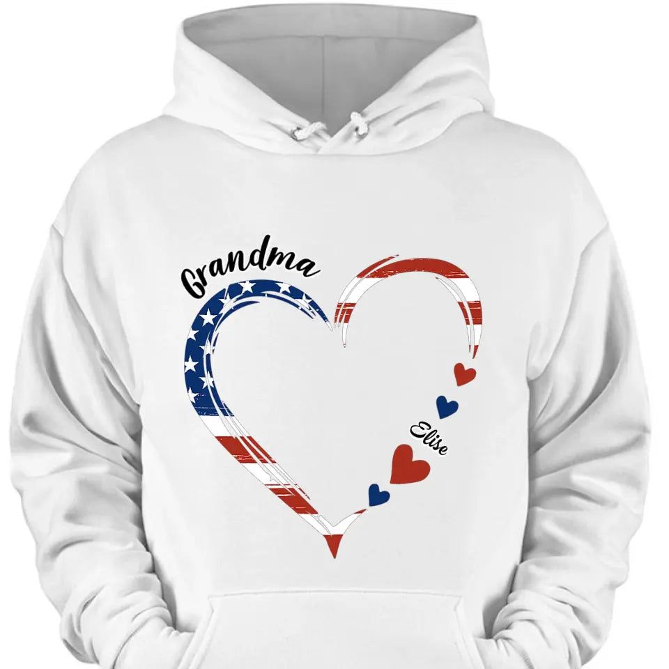 Personalized Custom T-shirt - 4th Of July Gift For Grandma - A Garden Of Love Grows Here Grandma Heart