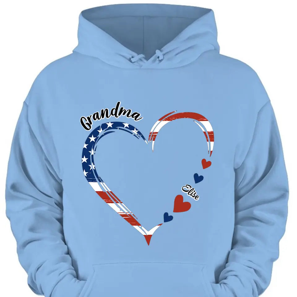 Personalized Custom T-shirt - 4th Of July Gift For Grandma - A Garden Of Love Grows Here Grandma Heart