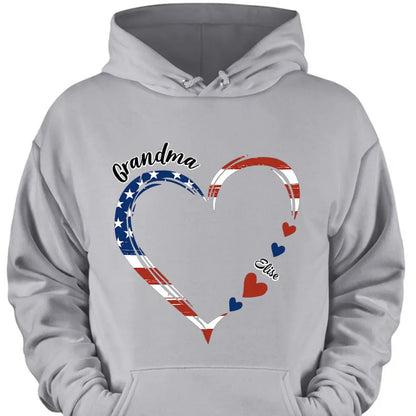 Personalized Custom T-shirt - 4th Of July Gift For Grandma - A Garden Of Love Grows Here Grandma Heart