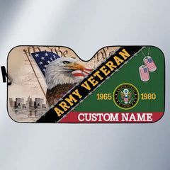 Honor & Service - Personalized Auto Windshield Sunshade, Car Window Protector - Customizable with Branch, Date, and Name - Gift For U.S. Veterans, Military Families