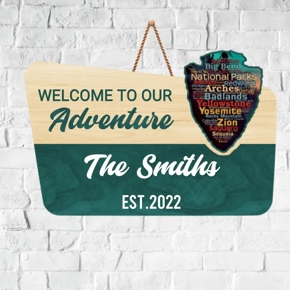 Name Of National Park In Welcome Sign - Custom 2 Layer Door Sign For Campers