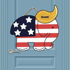 Independence Day GOP - Elephant Shape Wooden Sign, Gift for 4th of July