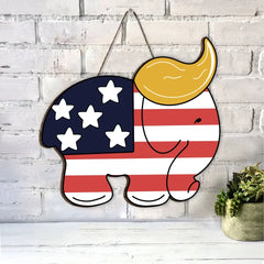 Independence Day GOP - Elephant Shape Wooden Sign, Gift for 4th of July