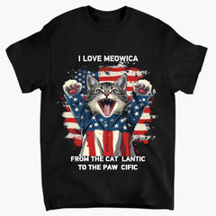 July 4th I Love Meowica From The Cat-lantic To The Paw-cific - Funny Independence Day Cat Classic T-Shirt