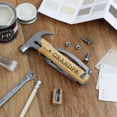 Personalized Hammer Multitool - Customizable with Name and Date - Perfect Father's Day, Birthday Gift for Dad, Grandad - 13 Features