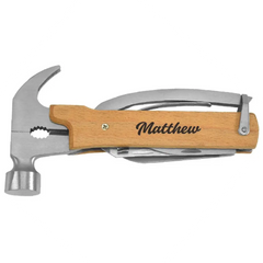 Personalized Hammer Multitool - Customizable with Name and Date - Perfect Father's Day, Birthday Gift for Dad, Grandad - 13 Features