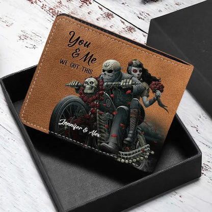 Personalized You And Me We Got This Motor And Skull Lover Leather Wallet 3D Print