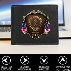 Personalized US Veteran Wallet with Custom Name - RFID Blocking Leather Wallet - Perfect Gift for Veterans