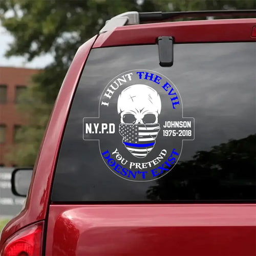 Personalized US Police Department & Name US Flag Car Decal Printed