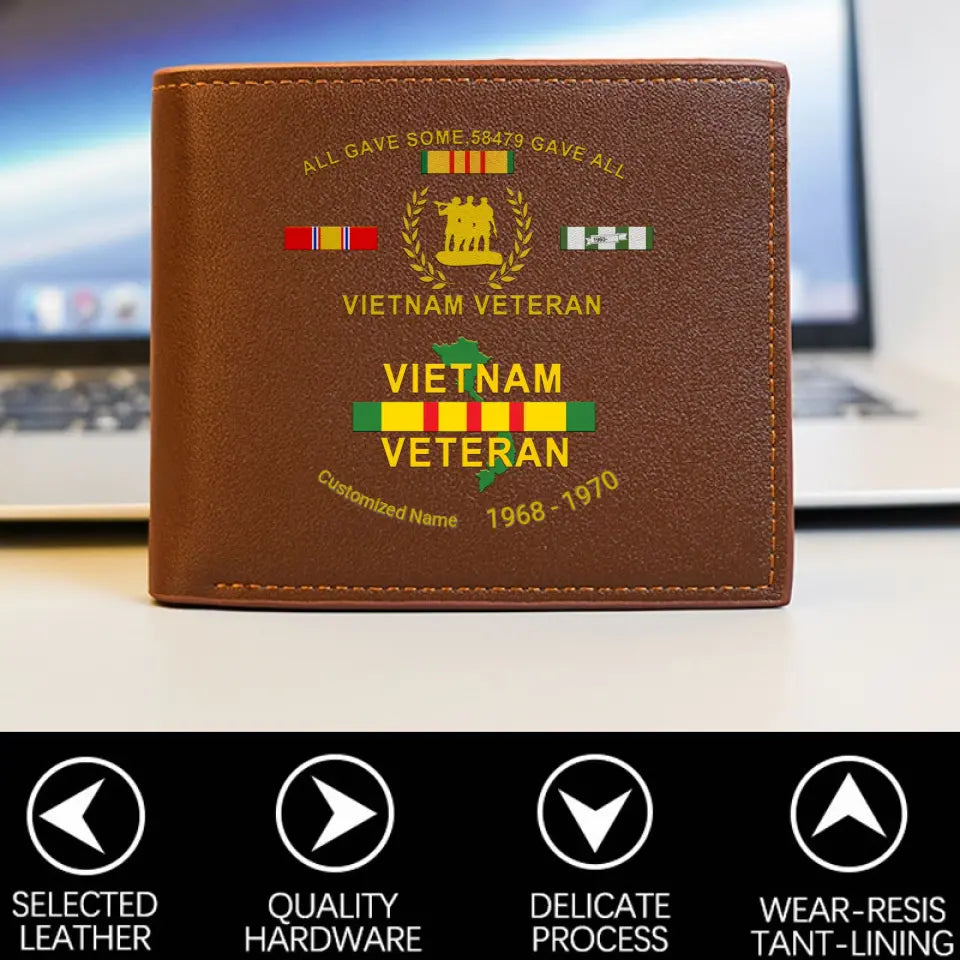 Customized Leather Wallet For Vietnam Veterans Personalize With Name Customized leather wallet for vietnam veterans personalize with name
