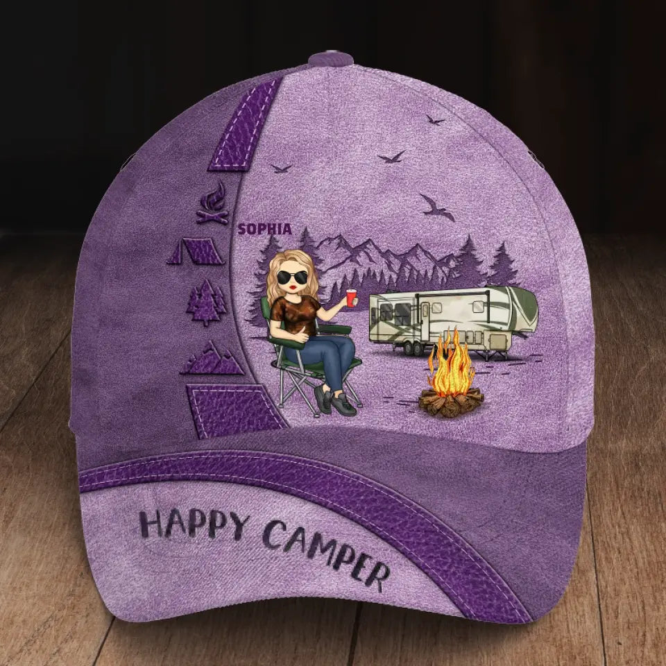 Camp Hair Don't Care - Camping Personalized Custom Hat, All Over Print Classic Cap - Gift For Camping Lovers