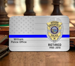 Custom US Police Badge Aluminum Wallet Card  - Gift for Police Officer