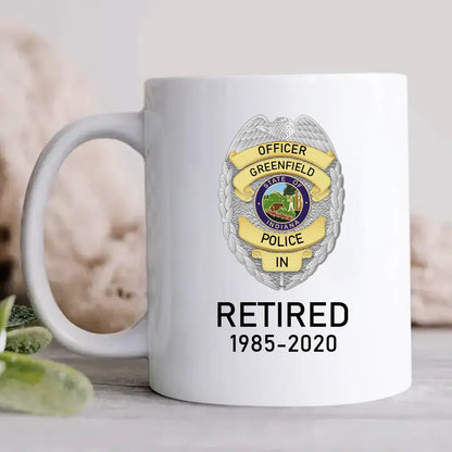Retired US Police Badge Black Mug - Perfect Gift for Retired Officers