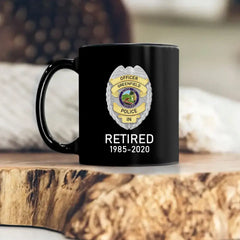 Retired US Police Badge Black Mug - Perfect Gift for Retired Officers