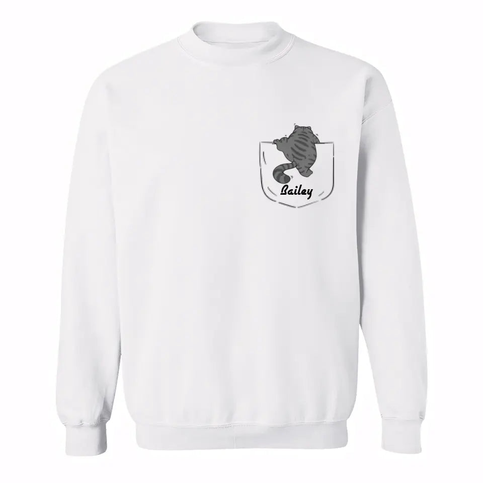 Cute Naughty Cat Climbing Pocket Personalized Shirt