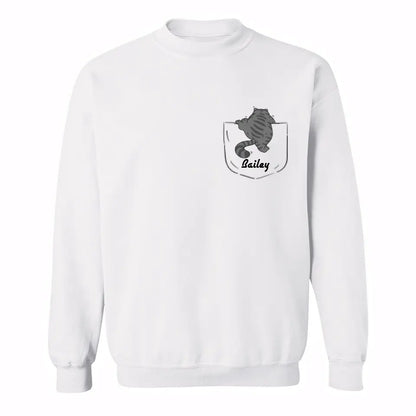 Cute Naughty Cat Climbing Pocket Personalized Shirt