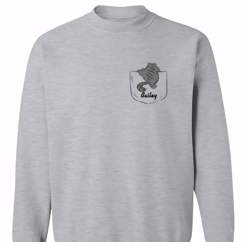 Cute Naughty Cat Climbing Pocket Personalized Shirt