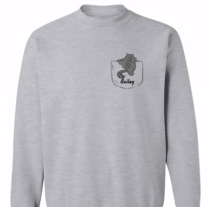 Cute Naughty Cat Climbing Pocket Personalized Shirt