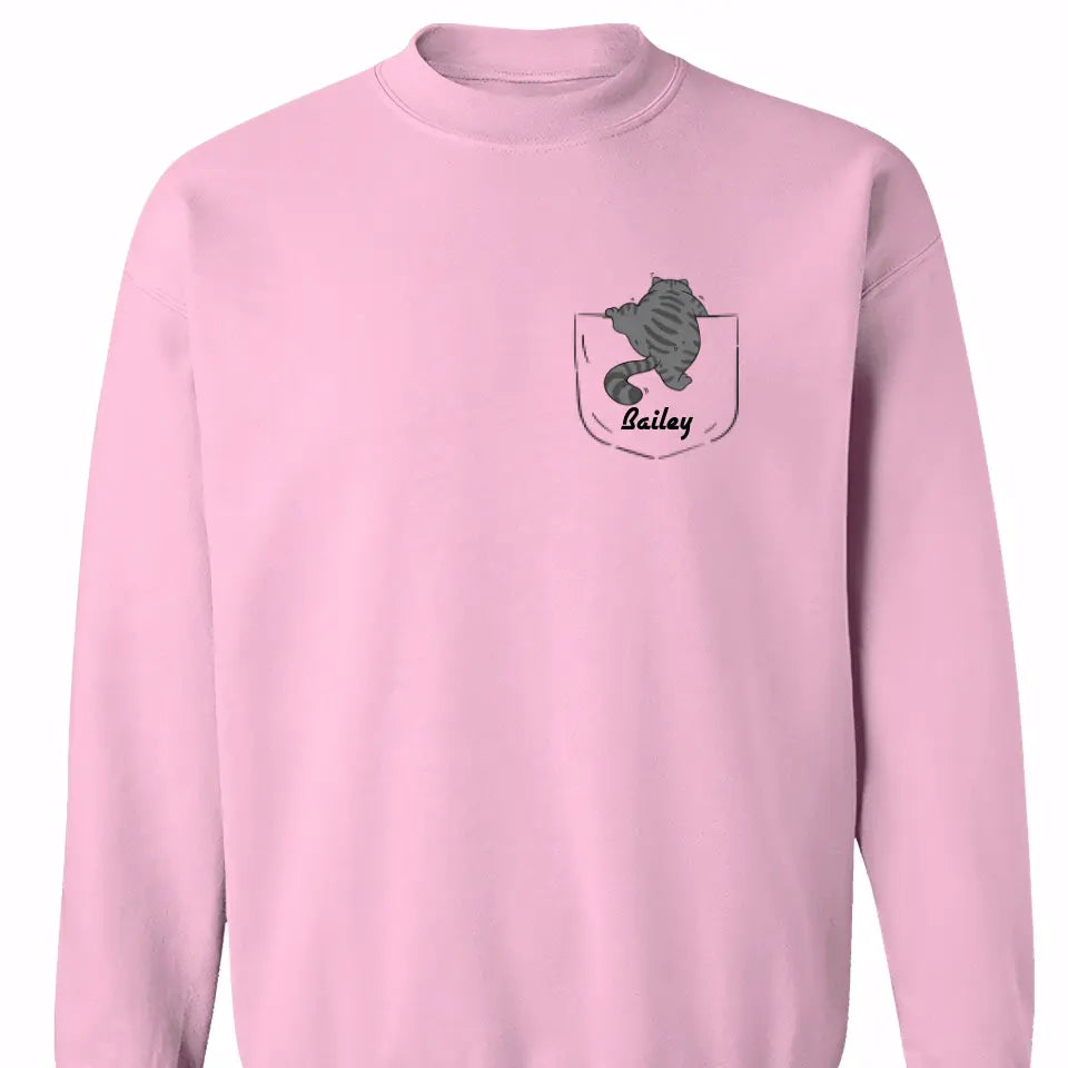 Cute Naughty Cat Climbing Pocket Personalized Shirt