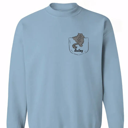 Cute Naughty Cat Climbing Pocket Personalized Shirt