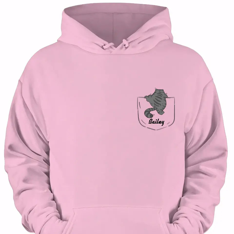 Cute Naughty Cat Climbing Pocket Personalized Shirt