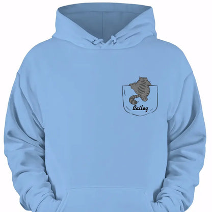 Cute Naughty Cat Climbing Pocket Personalized Shirt