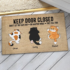 Don't Let The Cats Out Naughty Cats Personalized Doormat