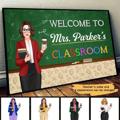 Teacher Classroom Blackboard Personalized Horizontal Poster