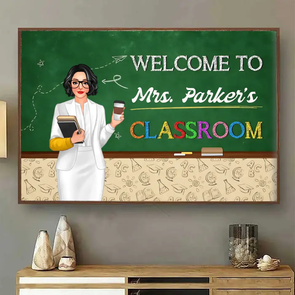 Teacher Classroom Blackboard Personalized Horizontal Poster