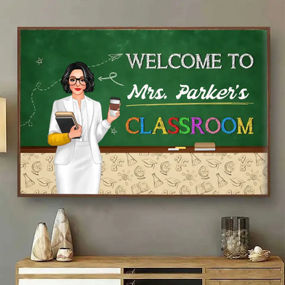 Teacher Classroom Blackboard Personalized Horizontal Poster