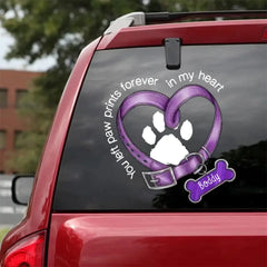 You Left Paw Prints In My Heart Dog Memorial Personalized Decal