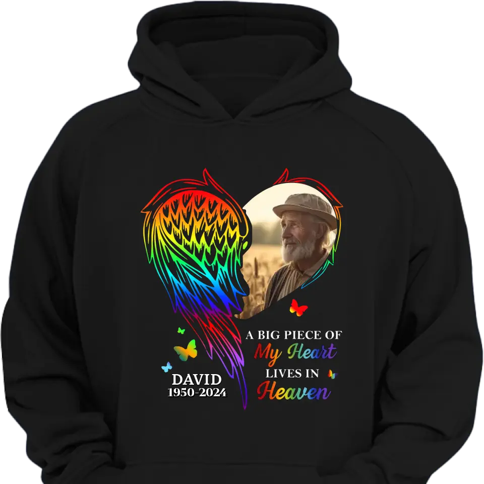 Custom Photo A Piece Of My Heart Memorial - Personalized  - Hoodie -Sweatshirt-T-shirt
