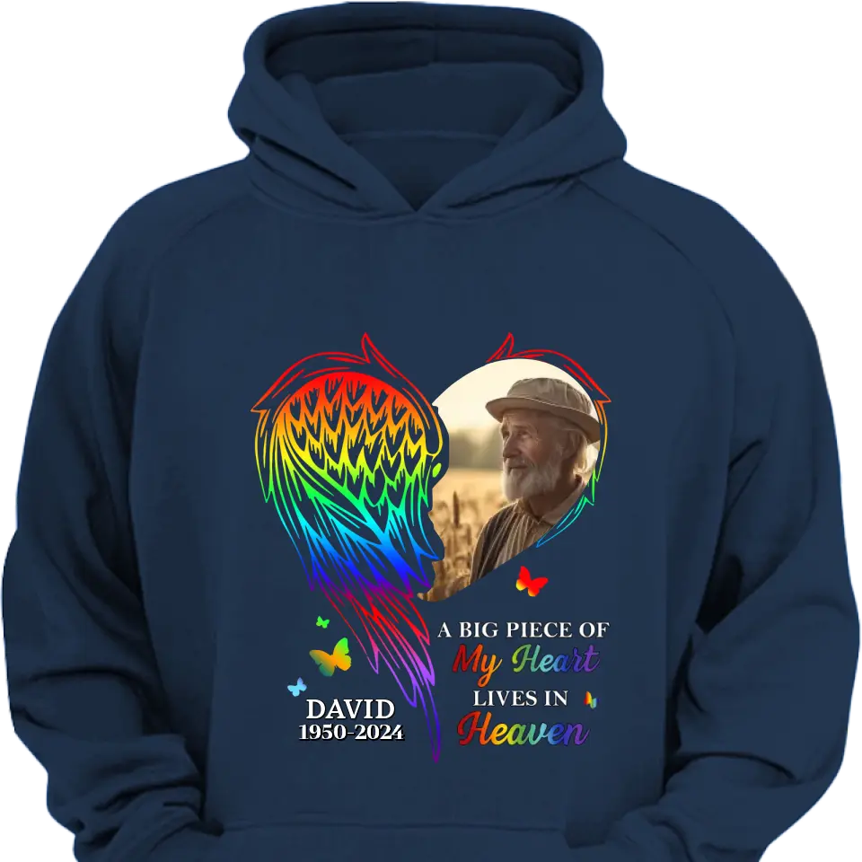 Custom Photo A Piece Of My Heart Memorial - Personalized  - Hoodie -Sweatshirt-T-shirt