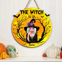 The Witch Is In Personalized Wood Sign, Halloween Decoration