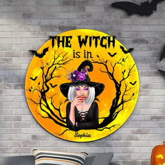 The Witch Is In Personalized Wood Sign, Halloween Decoration