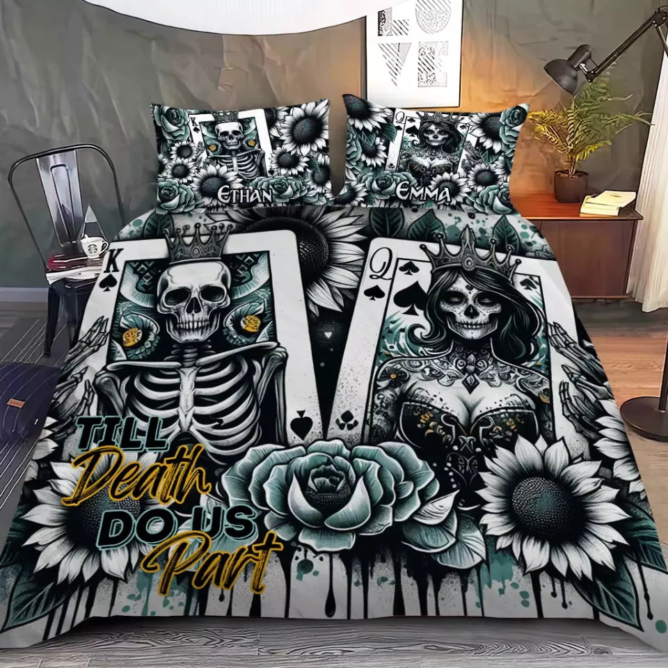 Till Death Do Us Part - Personalized Skull Bedding Set