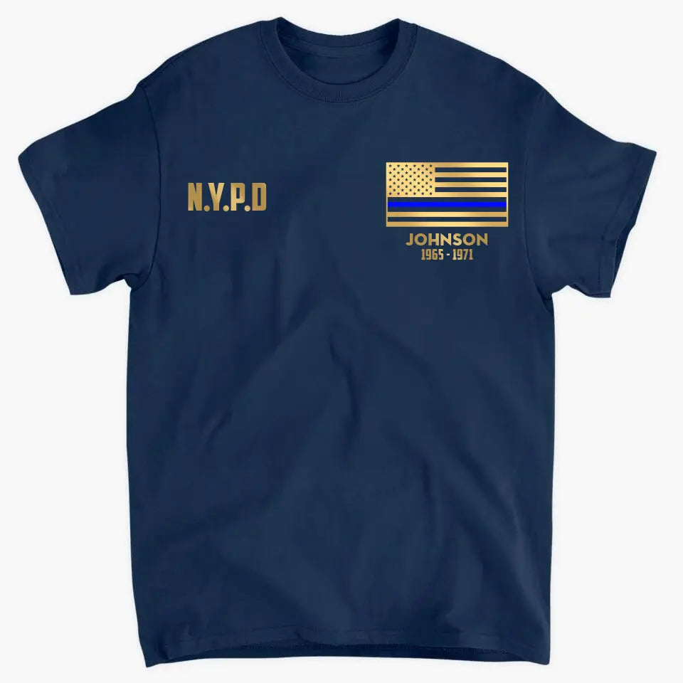 Personalized US Blue Line Flag Tshirt Printed