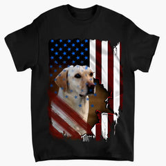 Personalized Upload Photo Dog Dad Dog Mom Flag Art Independence Tshirt