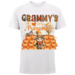 Personalized Fall Season Pumpkin Grammy's Little Pumpkins Dummy & Kid Names T-Shirt Printed