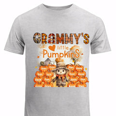 Personalized Fall Season Pumpkin Grammy's Little Pumpkins Dummy & Kid Names T-Shirt Printed