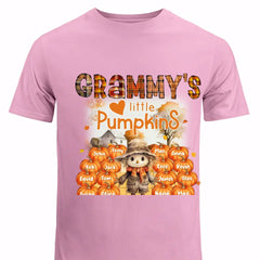 Personalized Fall Season Pumpkin Grammy's Little Pumpkins Dummy & Kid Names T-Shirt Printed