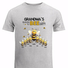 Personalized Grandma's Reason To Bee Happy & Kid Names T-Shirt