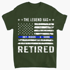 Personalized The Legend Has Retired US Police Custom ID T-shirt Printed