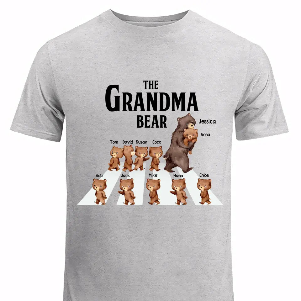 Personalized The Grandma Bear with Kid Names T-shirt Printed