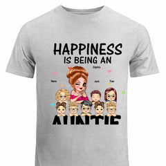 Personalized Happiness Is Being An Auntie T-shirt Printed