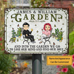 And Into The Garden We Go Gardening - Garden Sign For Couples - Personalized Custom Classic Metal Signs